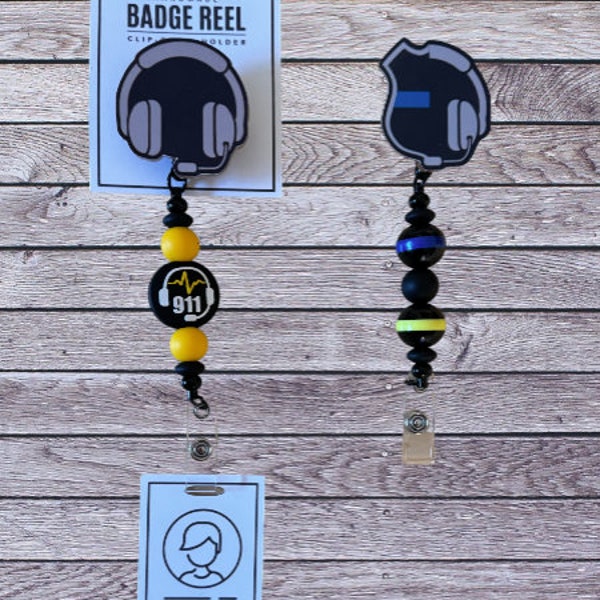 911 Dispatcher Badge Reels | Badge Reels for Dispatcher | Themed Badge Clips | ID Clips for Dispatch | 911 ID Clips | Badge Reels