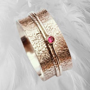 Solid Silver Spinner / Anxiety / Fidget Ring with Birthstone feature , Custom made , all sizes available