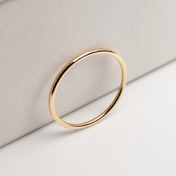 9ct Solid Gold Plain Stacking /Wedding Ring 1mm Handmade recycled 375 minimalist design