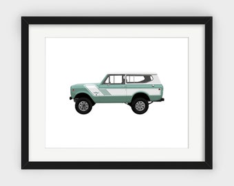 Rally Internacional de Escoteiros, Escoteiro Verde, Aspen Green, Colheitadeira Internacional, Escoteiro II, Carros Clássicos, Impressão para Quarto Infantil, Impressão para Download