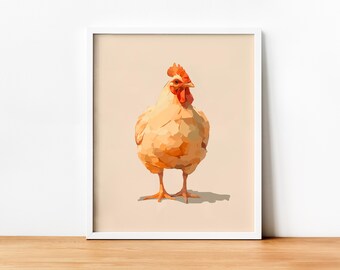 Estampa de galo, decoração de casa de fazenda, download digital, animais de fazenda, decoração de berçário, decoração de cabana, decoração cottagecore, estampas de animais, arte de parede