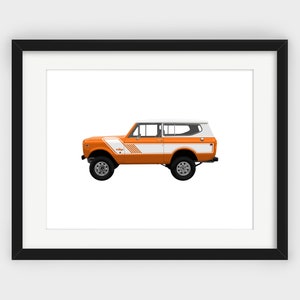 International Scout Rallye, Orange Scout, Omaha Orange, International Harvester, Scout II, Classic Cars, Kids Room Print, Downloadable Print