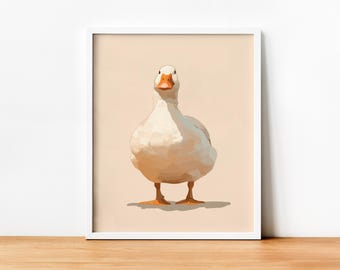 Estampa de pato minimalista, download digital, decoração de fazenda, decoração cottagecore, estampas de animais, decoração de parede com download instantâneo, decoração de berçário, arte de pato