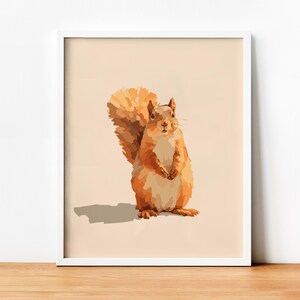 Minimalist Squirrel Print, Woodland Creatures, Digital Download, Cabin Decor, Cottagecore Decor, Animal Prints, Wall Art, Nursery Decor