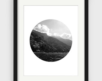 Positano Photography, Black and White Photograph, Amalfi Coast, Italy, Italy Print, Coast Print, Black and White Print, Modern Home Decor