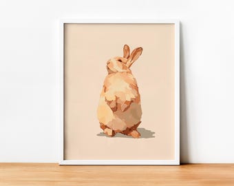 Estampa de coelho, decoração de coelho, estampas de berçário, download digital, decoração de cabana, decoração cottagecore, estampas de animais, arte minimalista, estampas de floresta