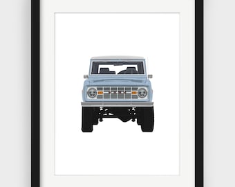 Ford Bronco Print, Light Blue Bronco Print, Blue Bronco, Front, Minimalist Print, Scandinavian Art, Wall Decor, Downloadable Print
