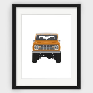 Ford Bronco Print, Orange Bronco Print, Orange Bronco, Front, Minimalist Print, Scandinavian Art, Wall Decor, Downloadable Print