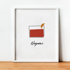 Negroni Cocktail Print, Negroni Poster, Minimalist Bar Art, Retro Cocktail Print, Classic Cocktails, Bar Cart Decor, Bar Prints