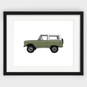 Ford Bronco Print, Green Bronco Side, Lime Gold Poly Ford Bronco, Minimalist Print, Scandinavian Art, Wall Decor, Downloadable Print