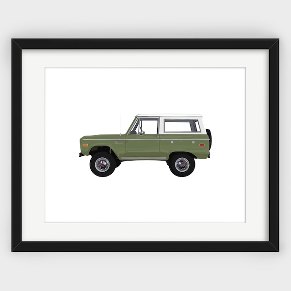 Ford Bronco Print, Green Bronco Side, Lime Gold Poly Ford Bronco, Minimalist Print, Scandinavian Art, Wall Decor, Downloadable Print