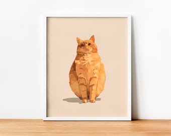 Estampa de gato minimalista, download digital, decoração de cabana, decoração cottagecore, estampas de animais, decoração de parede com download instantâneo, decoração de berçário, arte de gato