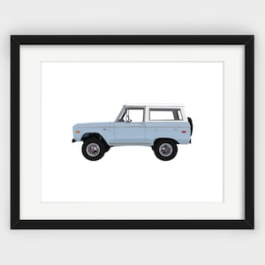 Ford Bronco Print, Light Blue Bronco Print, Blue Bronco, Side, Minimalist Print, Scandinavian Art, Wall Decor, Downloadable Print