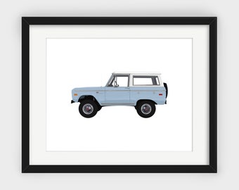 Ford Bronco Print, Light Blue Bronco Print, Blue Bronco, Side, Minimalist Print, Scandinavian Art, Wall Decor, Downloadable Print