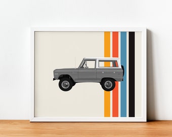 Impressão digital para download do Ford Bronco | Automóvel retro pôster | Impressão de carro clássico | Ilustração de carro antigo | Download instantâneo | Arte para impressão