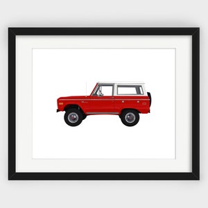 Ford Bronco Print, Red Bronco Print, Red Bronco, Side, Minimalist Print, Scandinavian Art, Wall Decor, Downloadable Print