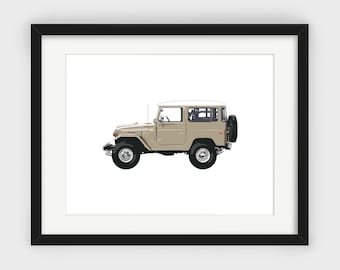 Dune Beige FJ40 Land Cruiser Print, Side Elevation, Minimalist Print, Scandinavian Art, Wall Decor, Toyota Car, Downloadable Print