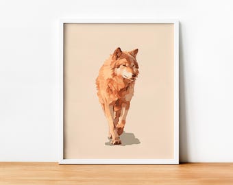 Estampa de lobo, download digital de lobo, decoração de berçário, decoração de cabana, decoração cottagecore, estampas de animais, decoração de parede com download instantâneo, impressão de vida selvagem