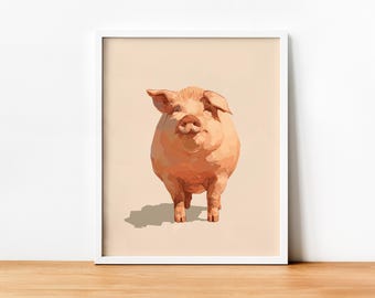 Estampa de porco, decoração de casa de fazenda, decoração de berçário, download digital, decoração cottagecore, estampas de animais, decoração de parede com download instantâneo, decoração de berçário