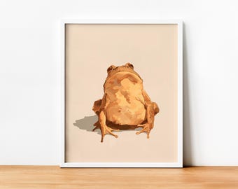 Estampa de sapo minimalista, arte de sapo, decoração Japandi, download digital, decoração Cottagecore, estampas de animais, arte de parede vintage, decoração de berçário