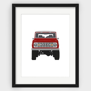 Ford Bronco Print Front, Red Bronco Print, Front, Minimalist Print, Scandinavian Art, Wall Decor, Downloadable Print