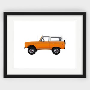 Ford Bronco Print, Orange Bronco Print, Side, Minimalist Print, Scandinavian Art, Wall Decor, Downloadable Print