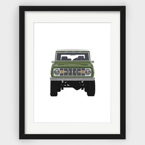 Ford Bronco Print, Lime Gold Poly Bronco Print, Green Bronco, Front, Minimalist Print, Scandinavian Art, Wall Decor, Downloadable Print