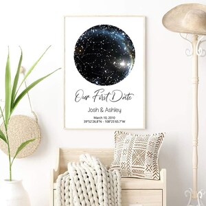 Mapa estelar personalizado, carta de constelación con impresión personalizada, regalo de boda, regalo de aniversario, mapa del cielo nocturno, regalo de nuestra primera cita 6º