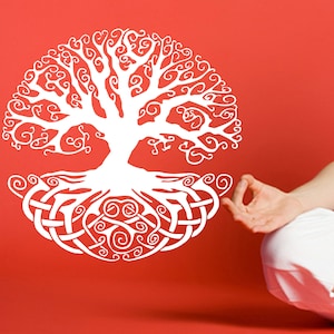 Celtic Tree of Life Wall Decal - Tree of Life Wall Sticker, Celtic Tree of Life Wall Decor, Circle of Life Decal, Minimalist Decal se029