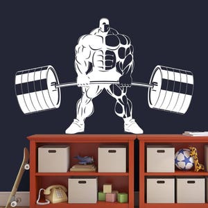 Bodybuilding Wall Decal: Barbell Gym Training Sticker se060