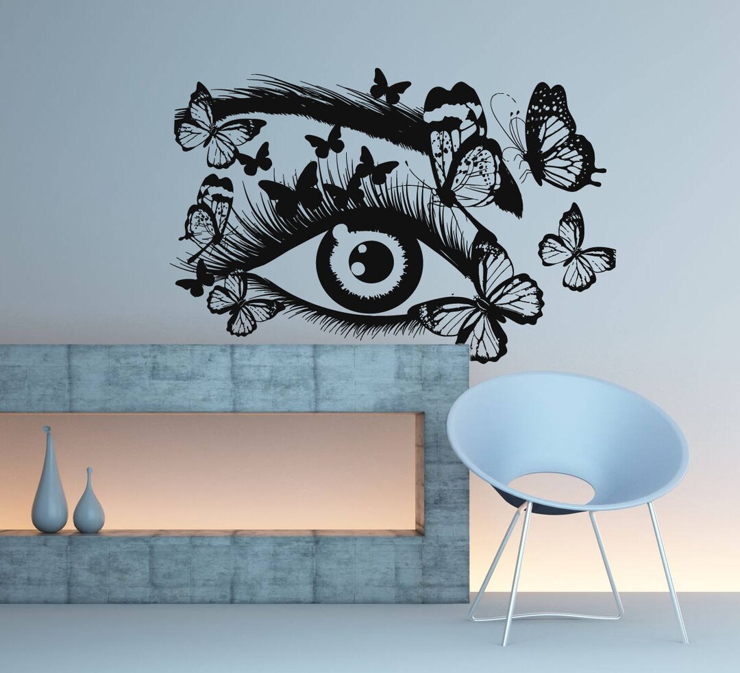 Eyelash Eye Wall Decal Butterflies Eye Wall Sticker Girls - Etsy