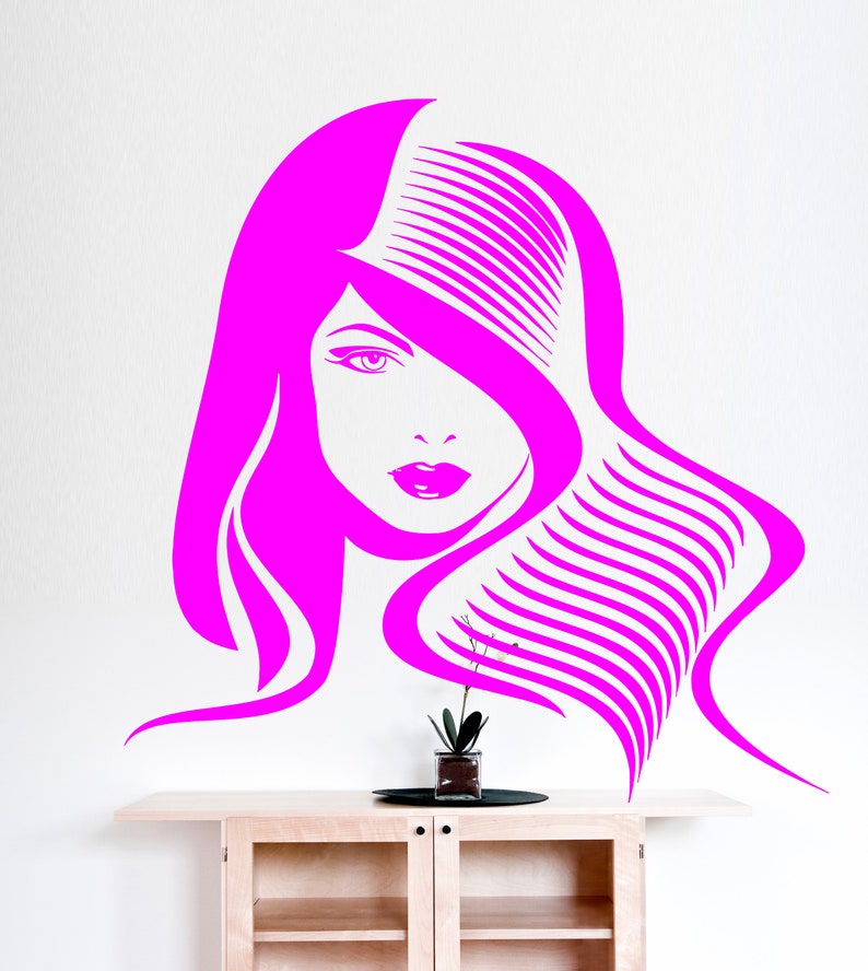 Spa Salon Decor Store Front Decal Fashion Decor Hair Salon Decal Girl Face Decal Beauty Salon Wall Decal Girl Haircut Wall Decal nm080