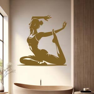 Yoga Woman Silhouette Wall Decal: Meditation Room Vinyl Art n139