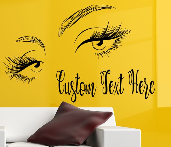 eyelashes eye wall decal custom text salon decal girls eyes | etsy