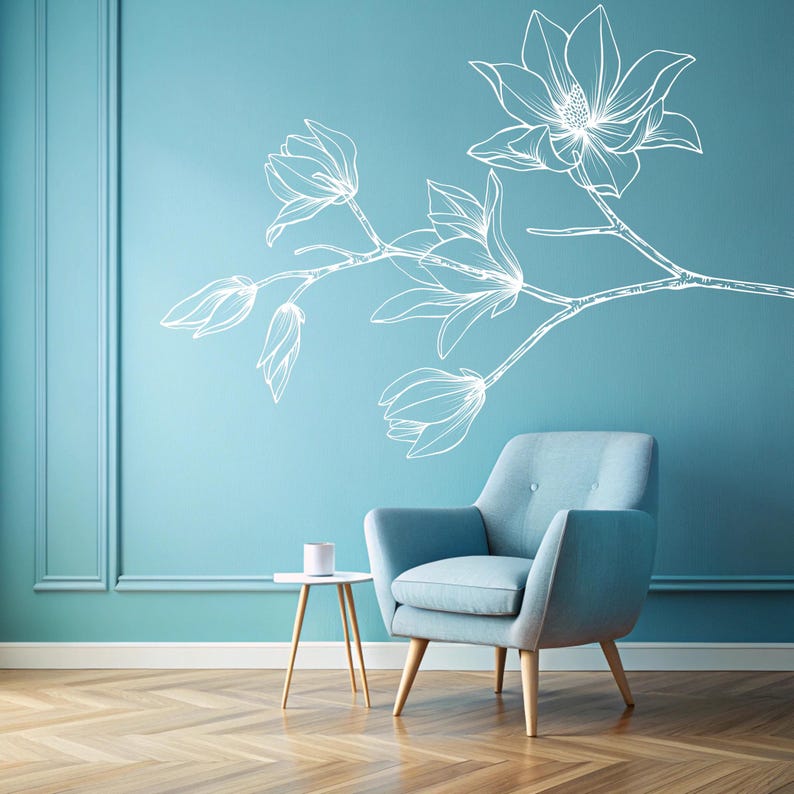 Magnolia Wall Decal Magnolia Branch With Flowers Wall Decal, Flowers