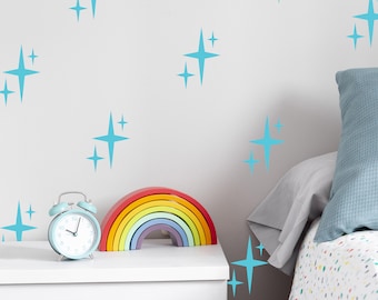 Sparkly Star Vinyl Wall Decals - Nursery & Kids Decor (Set of 147) n064