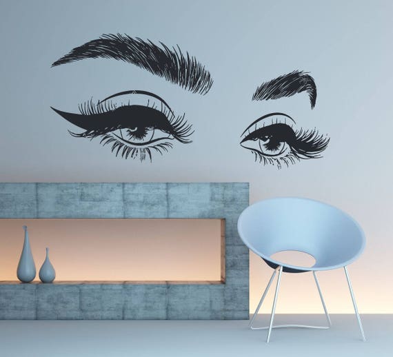 eyelashes wall decal sticker eyelashes wall decor girls eyes | etsy
