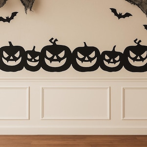 Jack O&#39; Lantern Pumpkin Border Wall Decal Set: Halloween Vinyl Garland n159