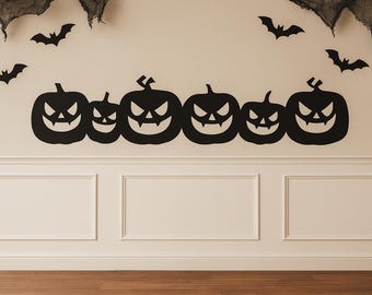 Jack O' Lantern Pumpkin Border Wall Decal Set: Halloween Vinyl Garland n159