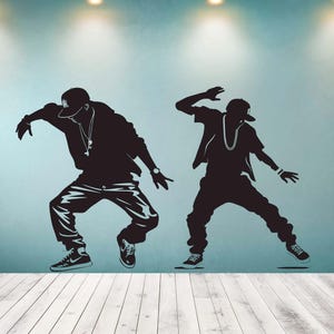 Hip Hop Dancers Wall Decals - Break Dance Wall Decal, Contemporary Dancer Decal, Dancer Decal, Dancing Studio Art, Dancing Room Decor se242