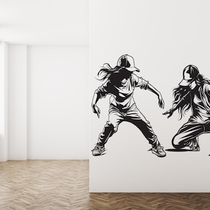 Hip Hop Dancers Wall Decals - Break Dance Wall Decal, Contemporary Dancer Decal, Dancer Decal, Dancing Studio Art, Dancing Room Decor se243