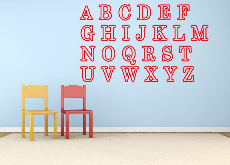Alphabet Wall Decals Nursery Room Learning Decor Play Letters Abc Kids Nm092