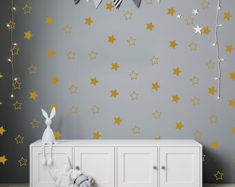 Set of Stars Wall Decal,  Nursery Room Decor - Gold Stars, Kids Room Decor, Removable, Easy Application, set of 120 Stars, 2 inch stars n062