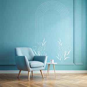 Minimalistischer Bogen Blumen-Wandaufkleber - moderne Linie Kunst-Vinyl-Aufkleber für Schlafzimmer, Kinderzimmer oder Büro-Dekor se269