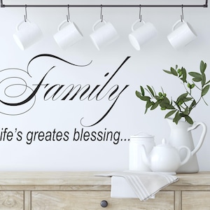 Family Wall Decal: Life&#39;s Greatest Blessing, Elegant Script n120