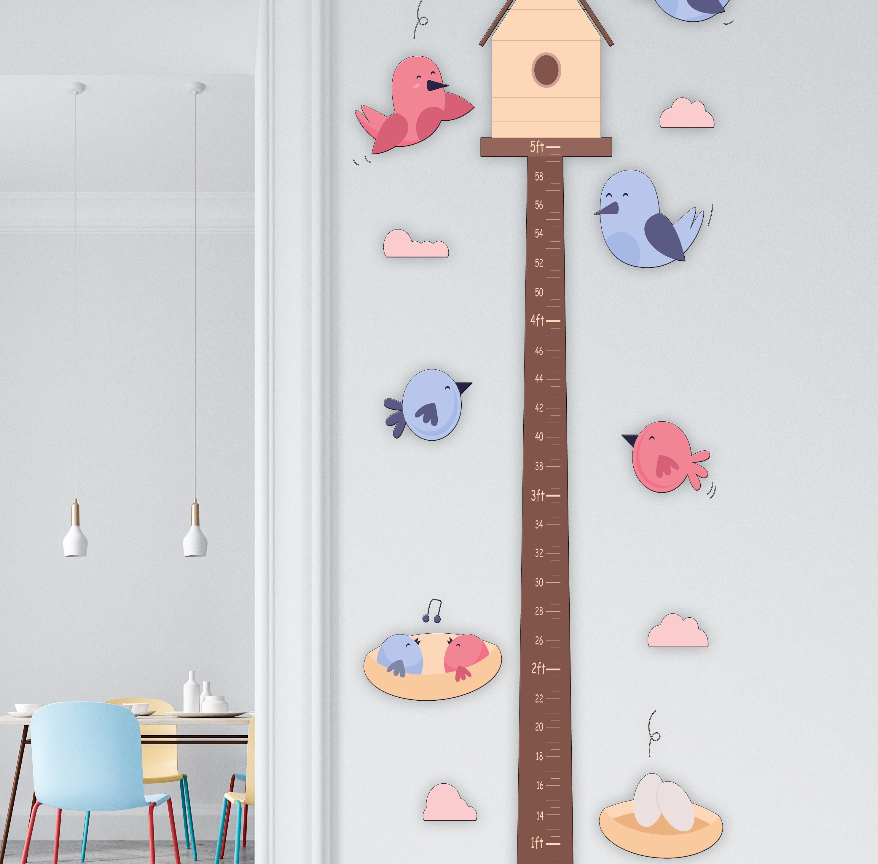 Kids Growth Chart Wall Decal: Bird Theme Height Ruler Decor Se218 - Etsy