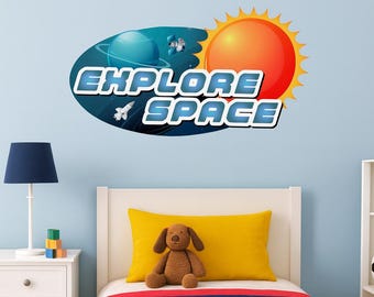 Explore Space Wall Decal: Solar System Vinyl Sticker for Kids (25x45 Inch) se302