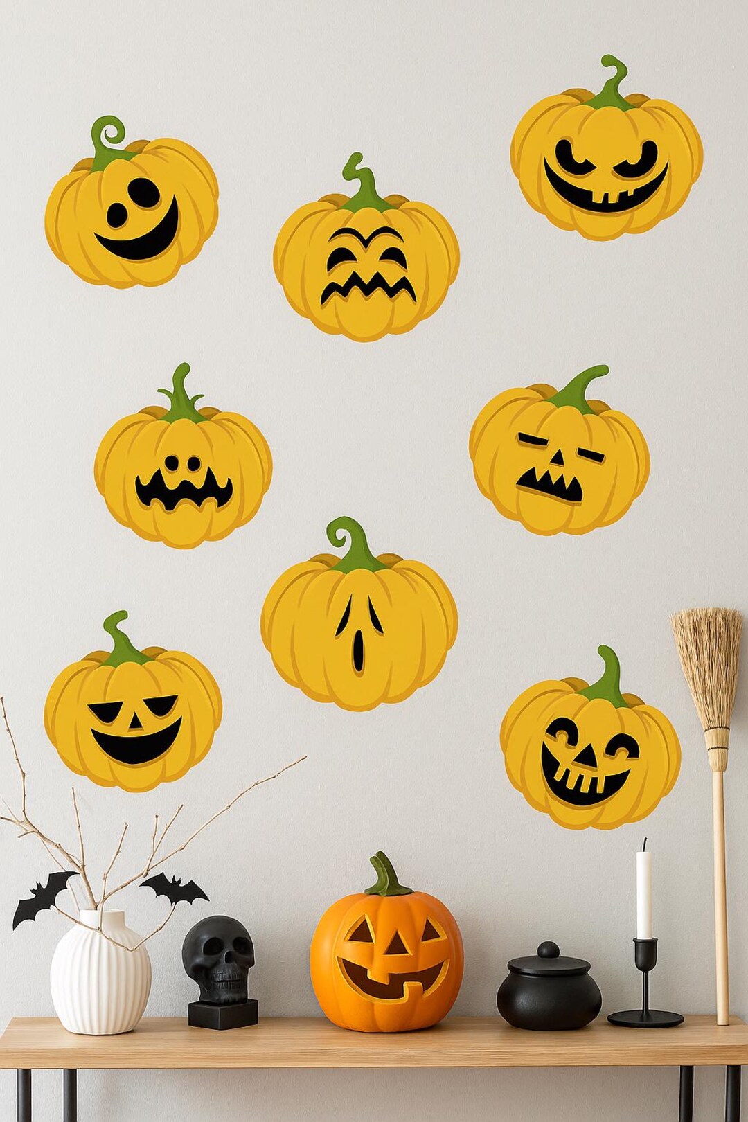 Halloween Pumpkin Wall Decals: Spooky Jack O'lantern Vinyl Stickers ...