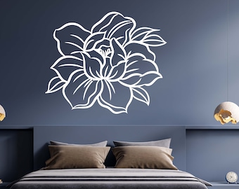 Peonies Wall Decal  -  Peony Flower Wall Decal - Flowers Vinyl Print Sticker - Bedroom Decor - Kids Room Decor, Nursery Decals n004