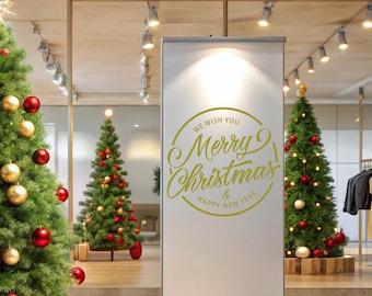 Christmas Wall Decal, We Wish You Merry Christmas and Happy New Year Decal, Holiday Window Decal,  Seasonal Wall Sticker a037